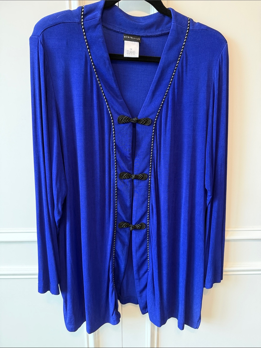 Citiknits Royal Blue Long-Sleeve Button-Front Knit Cardigan